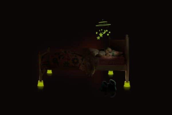 Slipstick CB643 / 3”-75mm Lift Glow in the Dark Bed Risers / Furniture Risers - 4 Per Pack