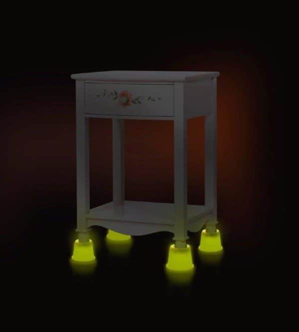 Slipstick CB643 / 3”-75mm Lift Glow in the Dark Bed Risers / Furniture Risers - 4 Per Pack