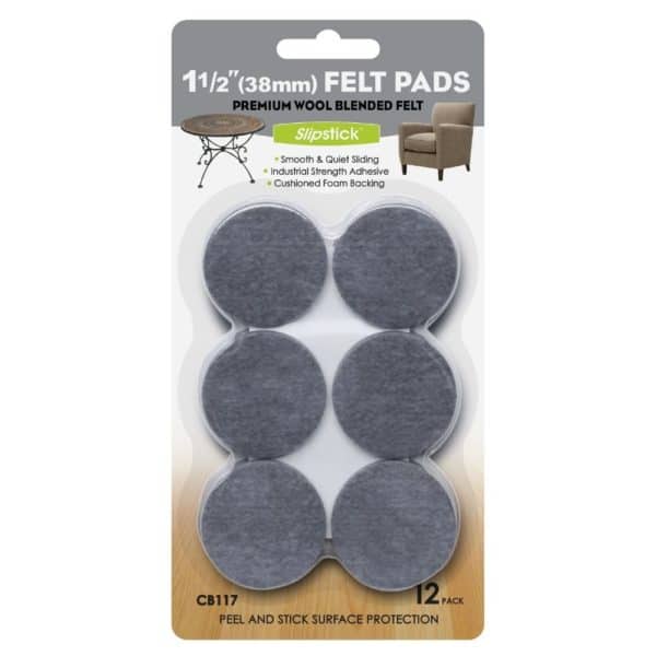 CB117 Felt Floor Protectors 38mm Round Grey 12 Per Packet Image 1