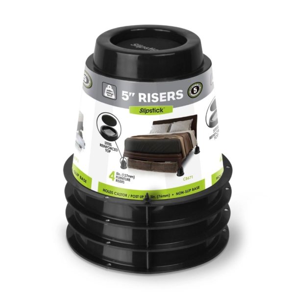 New Slipstick 5inch - 125mm Bed Risers Black Main