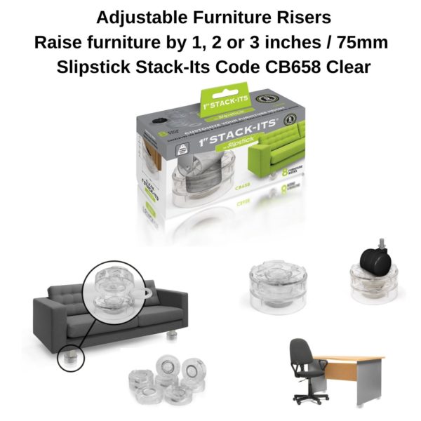 Adjustable Furniture Risers Slipstick 1 Inch Stack-Its CB658 Clear