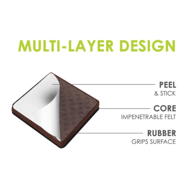 Slipstick CB155 3inch 76mm Square Peel Stick Furniture Gripper Pads-Floor Protectors Design