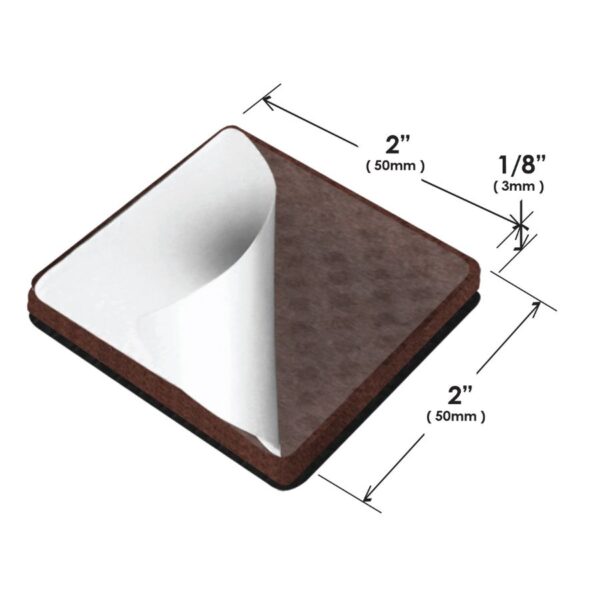 Slipstick CB155 3inch 76mm Square Peel Stick Furniture Gripper Pads-Floor Protectors Dimensions