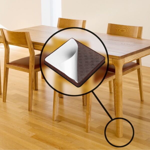 Slipstick CB155 3inch 76mm Square Peel Stick Furniture Gripper Pads-Floor Protectors under a table leg