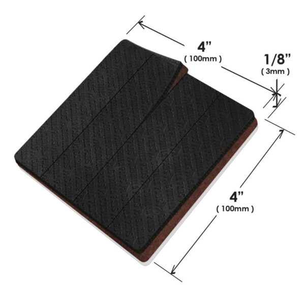 Slipstick CB157 4 x 4 100 x 100mm Pre-Scoured 1inch Strips Furniture Gripper Pads-Floor Protectors Dimensions Image