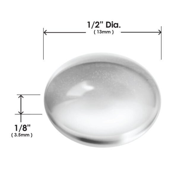 Measurements for Slipstick CB444 13mm Round Clear Rubber Bumpers