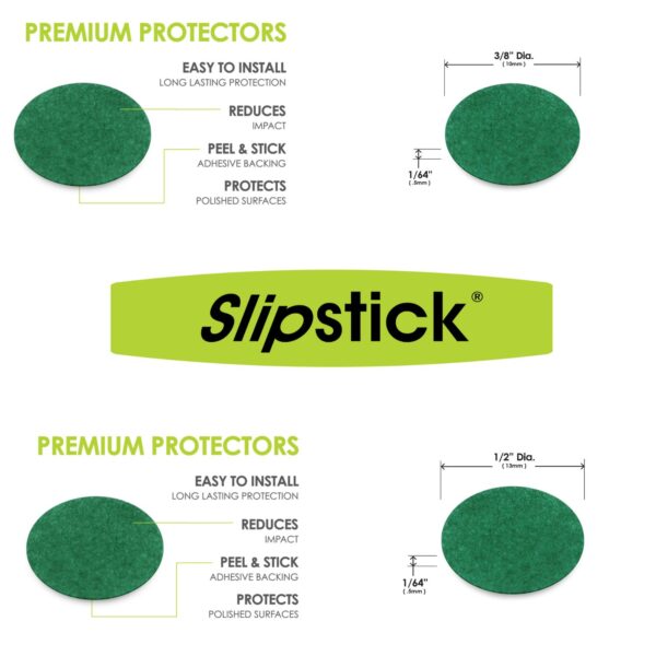 Slipstick CB448 Premium Adhesive Universal Protector Pads Bumpers Variety Pack 194 Piece Felt Features and Dimensions