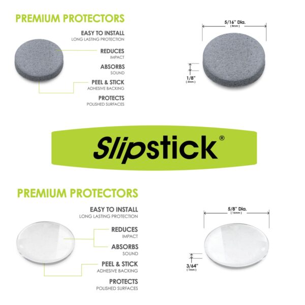 Slipstick CB446 Premium Adhesive Clear Bumper Pads Features and Dimensions