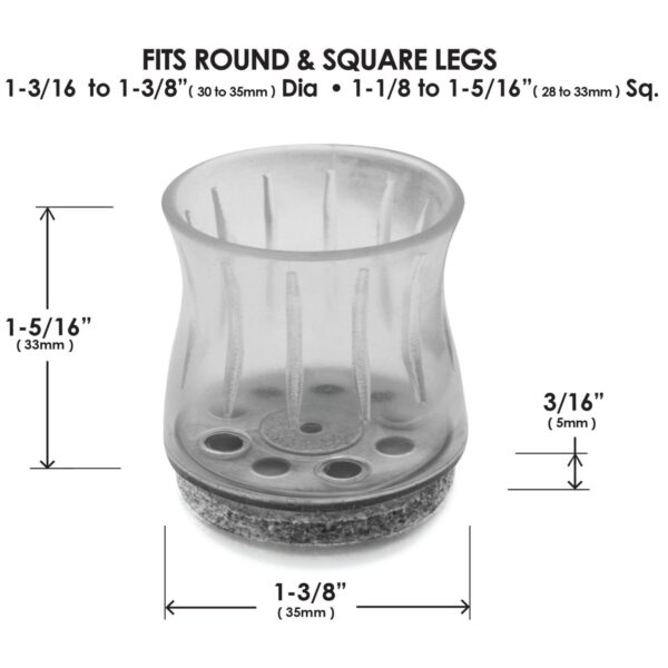 Slipstick CB186 30-35mm Clear Sleeve Felt Floor Protector with Steel Plate Product Dimensions